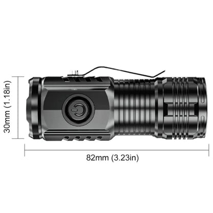 Mini linterna táctica de 3 LED. Recargable.